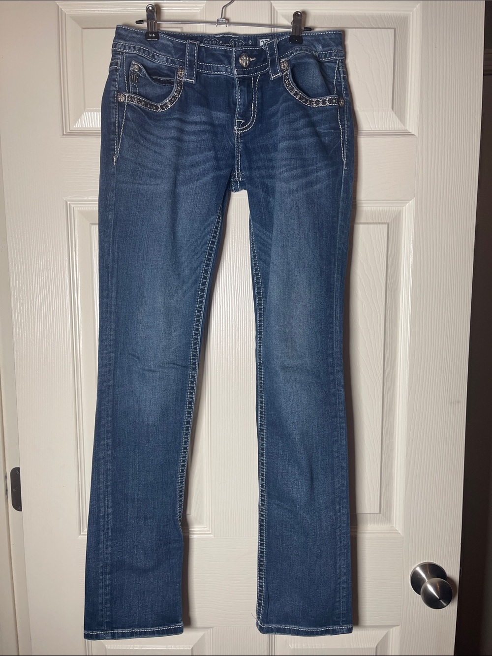 Miss Me Dark Blue Embellished Back Pocket Jeans - Picture 5 of 6